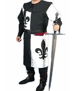 Viking Renaissance White/Black Color Medieval Tunic for Armor Cosplay - £54.51 GBP