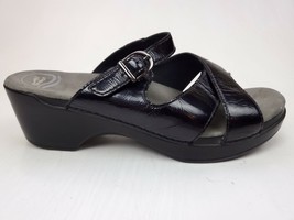 Dansko Sela Black Patent Leather Criss Cross Slide Sandal 42 US 11.5-12 - $39.95