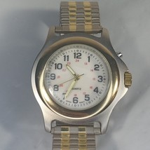 Men's Accutime Watch Corp Silver Gold Japan Move RTE 1ME Glow Hands New Battery - $14.95