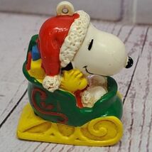 SNOOPY &amp; WOODSTOCK SLEIGH Vtg Christmas Tree Ornament PVC Figure Peanuts  - $9.45
