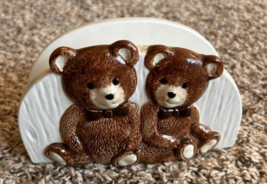 Vintage Otagiri teddy bear Napkin Holder Two-sided Ceramic Hand painted - $20.00