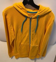 MEN&#39;S GUYS ON THE BYAS SOLID YELLOW FLEECE HOODIE TURQ ZIPPER NEW $59 - $39.99
