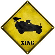 Truck With Mounted Back Weapon Xing Novelty Mini Metal Crossing Sign - £13.30 GBP