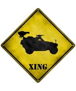 Truck With Mounted Back Weapon Xing Novelty Mini Metal Crossing Sign - £13.54 GBP