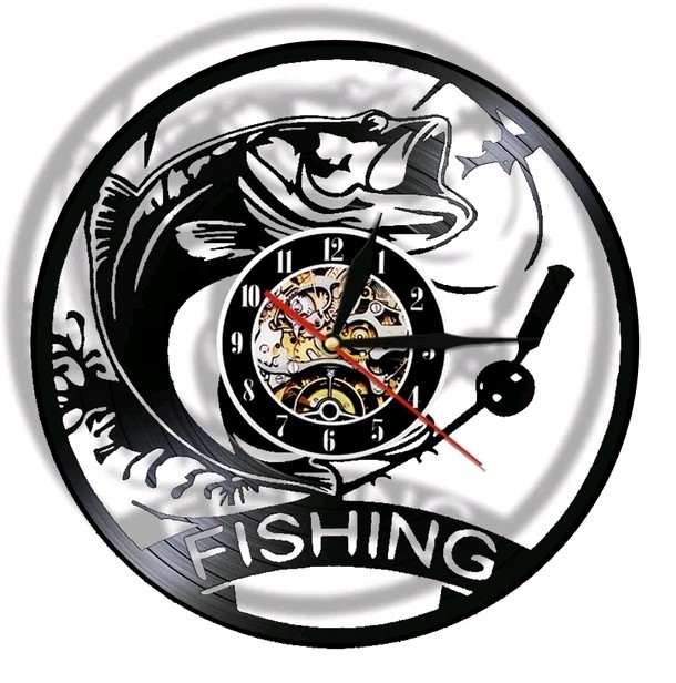 Vinyl Wall Clock Fishing Sports Hobby Great Gift Idea - $38.99+