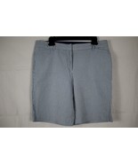 TALBOTS Women&#39;s Cotton Searsucker Blue Bermuda Shorts Size 12 - $12.86