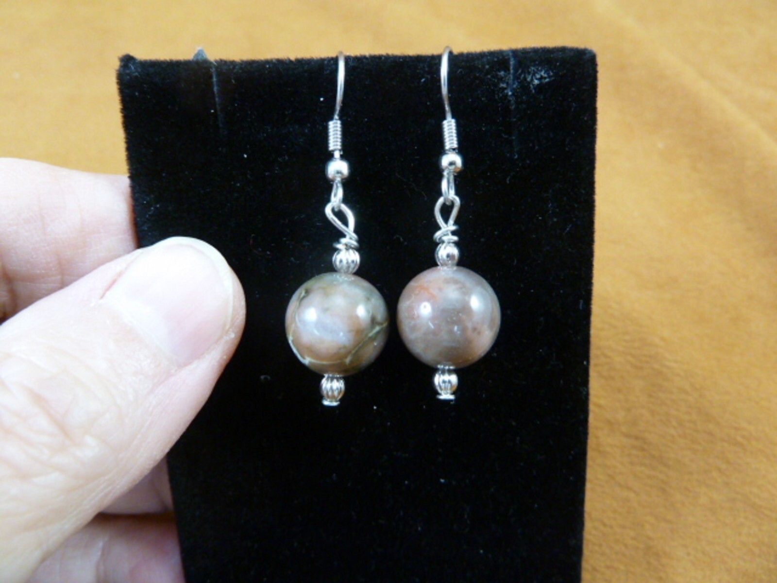 DP1-18e REAL DINOSAUR POOP 12mm bead dangle EARRINGS Utah ancient Dino C... - $18.99