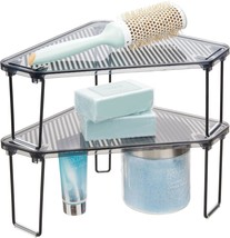 Mdesign Plastic/Steel Corner Stackable Rack, Storage Organizer, Black/Sm... - $31.95