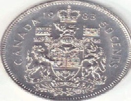 1983 Canadian 50-Cent Coat of Arms Half Dollar Coin UNC - £1.70 GBP