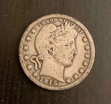 1915-D 25C Barber Silver Vintage Quarter Minted Denver Colorado United States  - £35.04 GBP