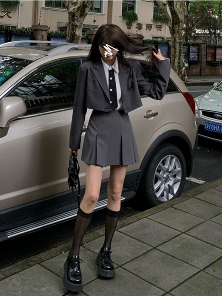 Xgoth Women Slim Blazer Suit JK Girl Autumn College Style Casual  Short ... - £196.26 GBP