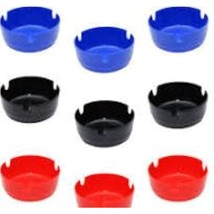 Set Of 9 3&quot;&quot; Round Plastic Small Ashtrays; Multiple Colors Bpa Free - $16.99