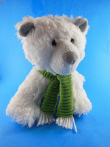 Plush White 8&quot; POLAR BEAR plush with Green SCARF Animal Adventure - $222.81 MXN