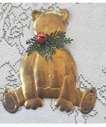 Vintage Brass Teddy Bear Christmas Ornament Department 56 w/ Bell  - €8,57 EUR