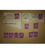 Lot #3 10 1954 Lincoln 4 Cent Cancelled Postage Stamps Purple Vintage VT... - £11.68 GBP