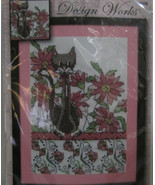 Design Works Counted Cross Stitch Picture Kit Pink FLORAL CAT 2806 5&quot; x ... - £15.69 GBP