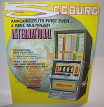 Seeburg International 4 Reel Slot Machine FLYER Original Vintage Artwork... - $23.40