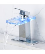 Led Bathroom Sink Faucet - Chrome Single Hole Or 4 Inch Centerset Waterfall - £63.45 GBP