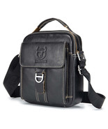 BULLCAPTAIN Genuine Men Leather Bags Casual Small Shoulder Bag Handbag - $38.98