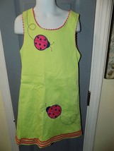 Hartstrings Lime Green Lady Bug A-line Dress Lined Cotton Blend Size 8 Girl&#39;s - £16.56 GBP
