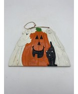 VTG Halloween Plaque Hermitage Pottery Ghosts Pumpkin Black Cat Hanging ... - $19.99