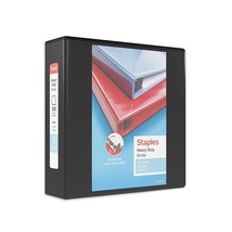 Staples Heavy Duty 3&quot; 3-Ring View Binder Black (24690) 82669 - £19.65 GBP