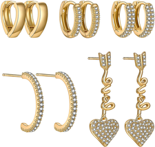 5 Pairs Gold Silver Huggies Hoop Earrings Set for Women Girls Small Tiny Dangle  - £19.80 GBP