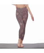 Women&#39;s Leggings Mauve and Gold Snowflakes Size S-5XL Available - £23.90 GBP