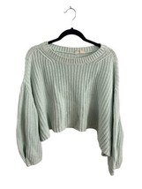 Anthropologie MOTH Womens Sweater Mint Green Ribbed Oversized Balloon Sleeve S - £25.28 GBP