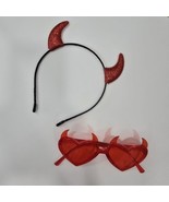 Red Glitter Sexy Devil Horns Headband Sunglasses Halloween Costume Acces... - $4.94