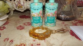 Vintage Avon Tins Talc Powder Glass Perfume Bottle Hand Mirror 3 Pc. - £9.79 GBP