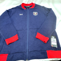 Under Armour Jacket XXL USA Mens Blue Full Zip 2XL Sweatshirt Fitted ColdGear - £33.68 GBP
