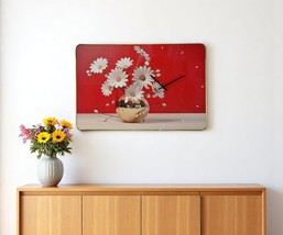 24&quot; Gold Red And White Solid Wood and Acrylic Silent Daisies Floral Wall... - $215.52