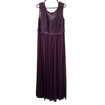 New David&#39;s Bridal Formal Dress Size 16 XL Extra Large Plum Sleeveless Lace Slit - £33.08 GBP