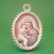 St. Anthony Baby Jesus Gold Tone Catholic Pendant Charm Vintage Christia... - $9.95