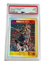 Lebron James sp Insert 2017 Hoops SILVER /199 PSA 9 Mint Lakers Shiny #25 - £59.72 GBP