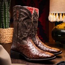 ALABAMA Genuine Ostrich Skin Cowboy Boot from the Western Collection Tabac image 2