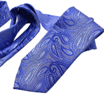 Pronto Uomo 100% Silk Tie Necktie Beautiful Blue Paisley Professional Oc... - $46.60