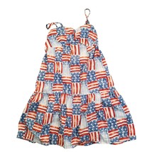 Crown &amp; Ivy Sundress Woman&#39;s M Spaghetti Straps 4th Of July Red White Bl... - £19.56 GBP