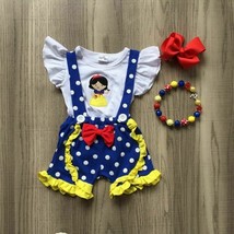 NEW Boutique Snow White Suspender Shorts Girls Outfit Set - $11.04