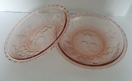 Pink Embossed Fruit Salad Pasta Bowls Lot of Two Grapes Cherries KIG Indonesia - £14.68 GBP
