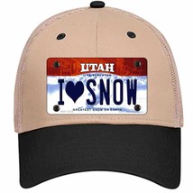 I Love Snow Utah Novelty Khaki Mesh License Plate Hat - £22.38 GBP