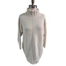 Vtg 80s Benetton Italian Wool Blend Knit Tunic Turtle Neck 48 LXL Made i... - $42.62