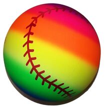 RAINBOW SPORTS BASEBALL BALL kick bounce squeeze novelty play toy bounci... - $6.83