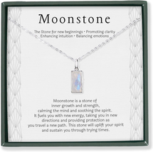 Gift for Women Girls, New Beginnings Rainbow Moonstone Sterling Silver Necklace - £38.85 GBP