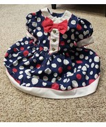 Vintage Polka Dot Dress Cuties by Judy Girls Size 4T Navy Blue White Red... - £30.93 GBP