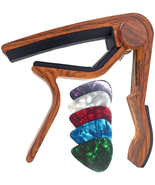 Guitar Capo for Acoustic and Electric Guitars - Rosewood Color with 5 Picks - $13.10