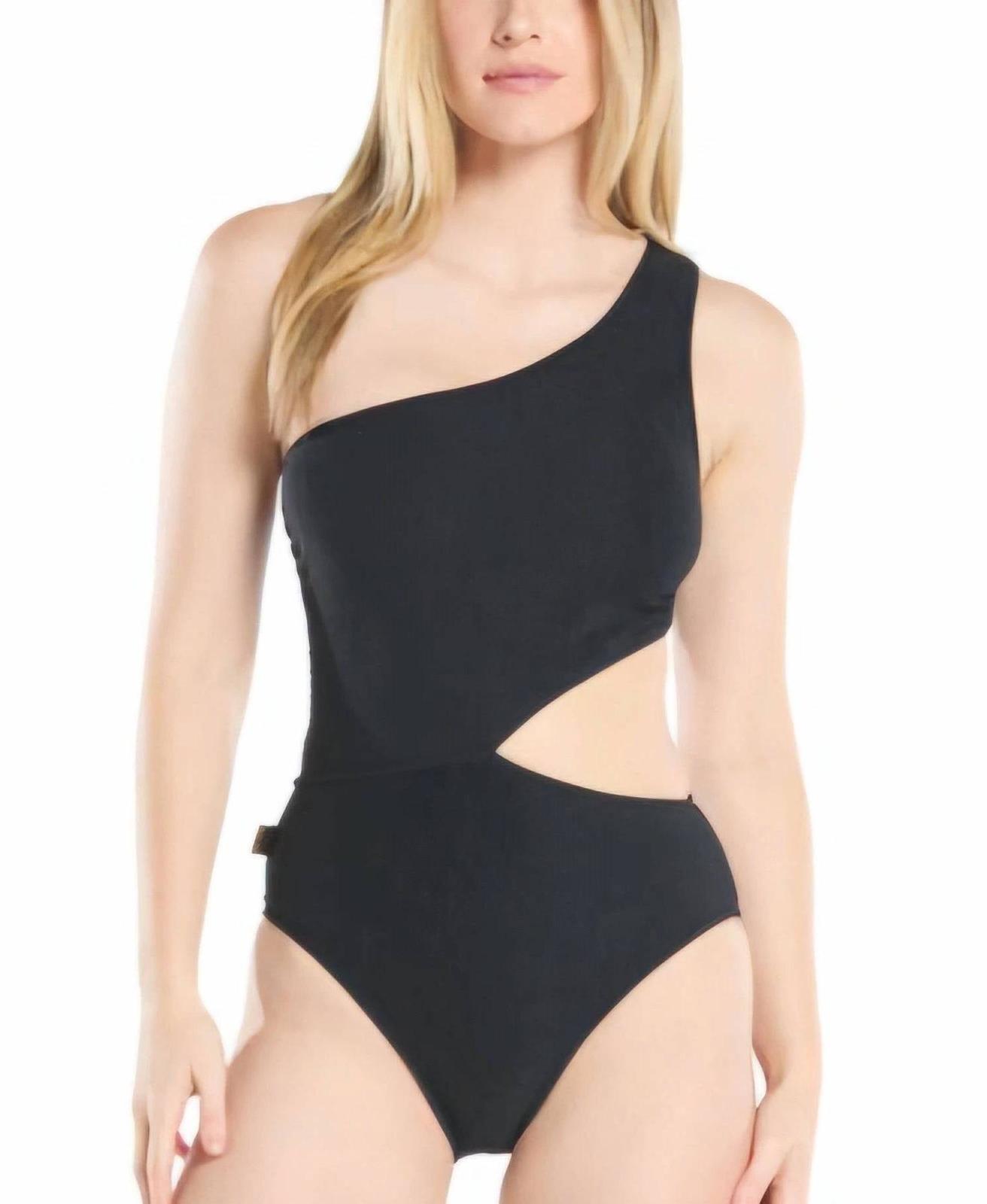 Michael Kors One Shoulder Side-Cutout Swimsuit Black - $75.00