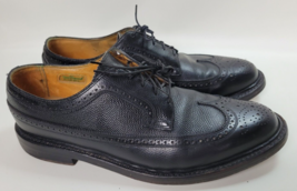 Vtg Royal Imperial Florsheim Black Leather Longwing Brogue Shoes V Cleat 10 D - £61.92 GBP