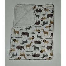 Carter&#39;s Safari Baby Blanket Zebra Lion Giraffe Elephant Alligator Gray Brown - £23.35 GBP